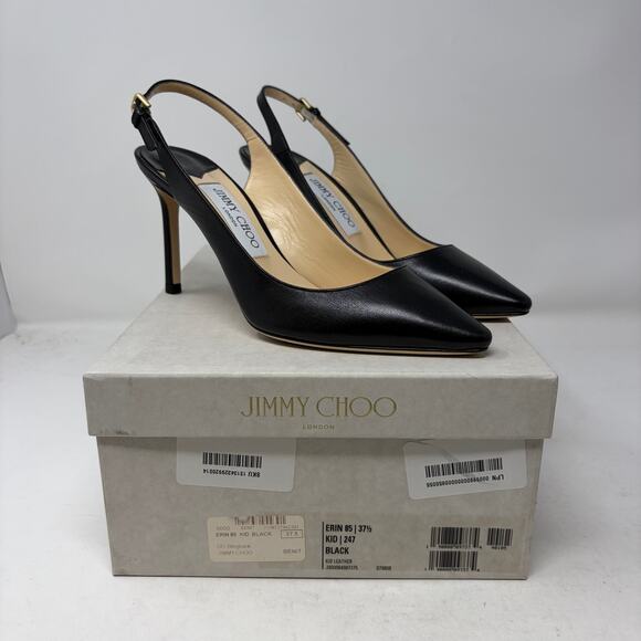 Jimmy Choo Erin 85 Leather Slingback Pump Womens Size 37.5 US 7.5